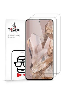 Buy 2 Pack HD Tempered Glass Screen Protector for Google Pixel 8 Pro - Anti Reflection Anti Bubbles 9H Hardness 0.33 mm Rounded Edges Easy Installation in Saudi Arabia