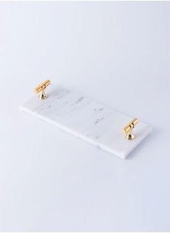 اشتري Multipurpose Rectangular Marble Tray with T Shaped Metal Handles في الامارات