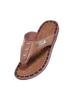 Buy Men Leather Flip-flops Brown in Saudi Arabia