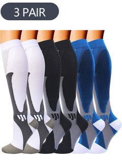 Buy 3-Pair Compression Socks for Men Women, Sports Outdoor Cycling Calf Socks Compression Socks in Saudi Arabia