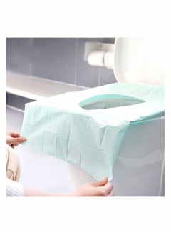 اشتري 50 Pieces Disposable Toilet Seat Covers for Travel Accessories,  Extra Large PE Film Travel Toilet Mats Covers, Independent Packing, Antibacterial Waterproof Portable WC Pad Toilet Mat في الامارات