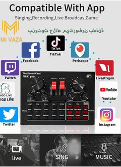 اشتري V8X Pro-Live Sound Card, USB External V8X Pro Karaoke Recording Mobile Audio Mixer, Audio Live Broadcast KTV Sound Card for Live Broadcast, K Songs, Recording, Voice Chatting في السعودية