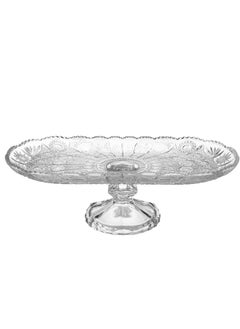 Buy A glass serving dish with a base for sweets, fruits and nuts, multi-use, size 35*25*25 cm in Saudi Arabia