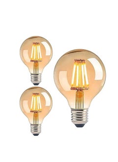 اشتري Pack Of 3 LED Bulbs E27 3 Level Dimmable Warm White Gold 2500K 4W 400 Lumen G80 Edison Filament Bulb Vintage Amber World Bulbs Backlight في مصر