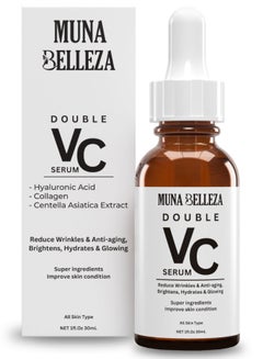 Buy Double Vitamin C Face Serum - Hyaluronic Acid & Collagen, Anti-Aging, Brightening, Moisturizing, Reduces Wrinkles, Suitable for All Skin Types, 30mL in UAE
