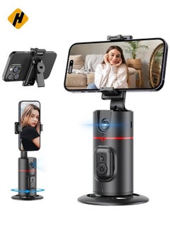 Buy Auto Face Tracking Tripod – Smart 360° Rotation Body Phone Camera Mount for Vlogs & TikTok with Remote, Extendable, Rechargeable (Black) in UAE