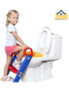 Buy Juud 2 in 1 Adjustable Potty Training Seat with Step Stool Ladder for Kids Comfortable Non-Slip Toilet Seat for Boys and Girls Foldable Toddler Toilet Training Seat with Handle and Anti-Slip Pads in UAE