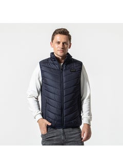 اشتري Winter intelligent heating vest District 17 electric heating vest USB charging constant temperature four-control stand collar warm cotton-padded coat Dark blue (the price of large goods can be discussed) في الامارات