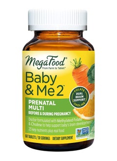 Buy Baby & Me 2 Prenatal Multivitamin With Essential Nutrients Like Folate, Choline, Iron, Iodine And Vitamin C, D - Non-GMO - 60 Tabs in UAE