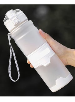 اشتري Water Bottle 1L Leak-Proof Drink Bottle BPA Free Material Gym Bottle with Protein Shaker Flip Top Lid & Removable Strainer for Fitness Cycling Gym Camping Outdoor Sports-White في الامارات