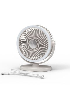 Buy LED Night Light Mute Desktop Cooling Ceiling Fan White in UAE