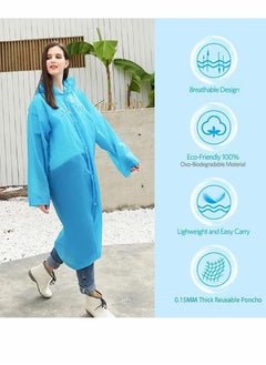 Buy Raincoat Rain Ponchos for Adults Women Men - 1 Pack Reusable EVA Clear Portable Rain Coats Lightweight Jackets with Hood, Rain Ponchos Adults Packable Poncho Adult Clear Hood in UAE