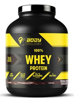 Buy Whey Protein 100% -4lb- 25g Protein per Scoop -Double Rich Chocolate - Rapid Absorption, Muscle Support   - BCAAs and Glutamine - Digestive Enzymes - Vegetarian & Keto Friendly in UAE