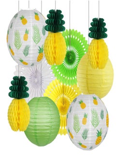 Buy Pineapple Party Decorations 10Pcs Hawaiian Party Supplies Tropical Leaves Hanging Paper Lanterns Pineapple Honeycomb Tissue Paper Fans for Birthday Luau Summer Party Home Decoration Party in UAE