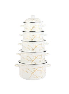 اشتري 5-Piece Set of Marble Enamel Thickened Straight Soup Pot with Double Ears 18/20/22/24/26cm في السعودية