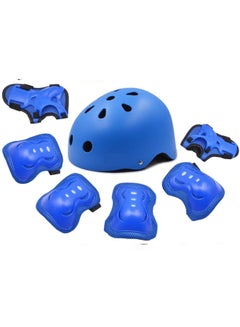 Buy Kids Helmet 7 in 1 , Adjustable Protections for Scooter Skateboard Roller Skating Cycling (Blue) in UAE