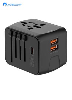 Buy Universal Travel Adapter, International Plug Adapter with 2 USB-A & 1 USB-C Ports, Travel Power Adapter Worldwide, All-in-One Wall Charger for USA EU UK AUS Black in Saudi Arabia