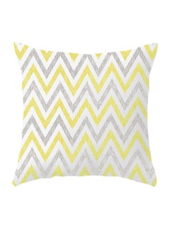 Buy Square Shape Decorative Throw Pillow Grey/Yellow/White 45 x 45cm in UAE