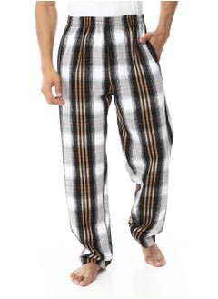 اشتري Plaid Pattern Elastic Waist Pajama Bottom _ Black, White & Beige في مصر