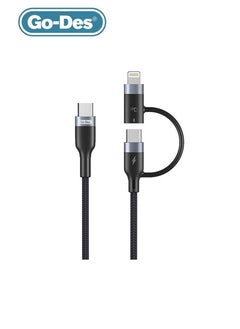 Buy Go-Des 2 in 1 Data Cable For Type-C to Type-C + Lightning GD-UC586 - Black in Saudi Arabia