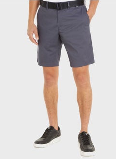 Buy Modern Twill Slim Shorts With Belt in Saudi Arabia