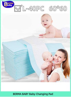 اشتري 60*60 CM Disposable Underpads Bed Pads for Baby, Leak-Proof Breathable Incontinence Diaper Changing Pad, Heavy Absorbency, and Soft Blue Cover for Bed في السعودية