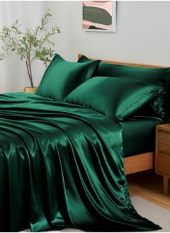 Buy 4 Piece Luxury Silk Feel Satin Bed Sheets Full Bedding Set (1 Flat Sheet,1 Fitted Sheet,2 Pillow Cases) in Saudi Arabia