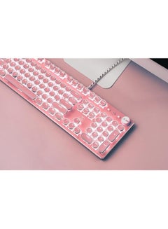 Buy Pink Gaming Retro Pink Typewriter Style Cute Professional Keyboard in UAE