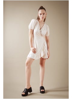 Buy Woman Wrap Wrap Short Sleeve Woven Dress in Egypt