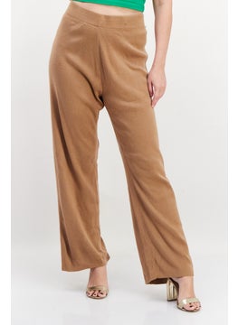 Buy Womens Wide Leg Solid Sweatpants, Brown in UAE