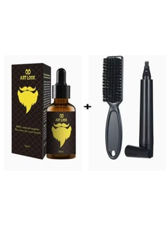 Buy Natural Organic Beard Oil 30ml And Beard Filler Pen Kit Black in Saudi Arabia