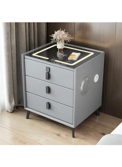 اشتري Multifunctional Three drawers Bedside Table with LED Lighting, Wireless Charging, Fingerprint Lock, Speaker and USB Port في الامارات