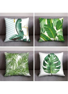 Buy 4-Piece Decorative Sofa Pillow Set Green/White/Gold in UAE