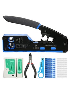 Buy RJ45 Crimp Tool Kit All in One Pass Through Crimping Tool for Cat5e Cat6 Cat6a Pass Through Connector with 100Pcs Connectors 100Pcs Covers Network Cable Pliers Tester Blades in UAE