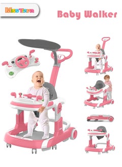 Buy 4 In 1 Baby Walker With Parent Push Handle And Big Comfortable Seat Cushion For Infants Children in UAE