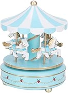 اشتري Music Box, Durable Long Time Quality Synthetic Resin Abs Material Standard Size Carousel Music Box, Study Room for Home Office(Blue) في مصر