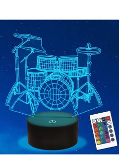 Buy Drum kit Multicolor Night Light  3D Illusion lamp for Kids  16 Colors Changing with Remote & Timer  Amazing Idea Choice for Musical Instrument Shop Home Party Supply DecorationA in UAE