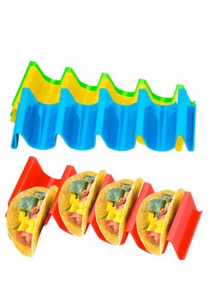 اشتري Taco Holder Stands Colorful, 4 Pcs Taco Rack Holders, Taco Truck Tray Holds Large Wave Shaped,  Taco Tray Holds Stainless Steel Mexican Food Rack Holds Up to 4 Tacos, Dishwasher and Microwave Safe في الامارات