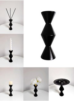 Buy 1 PCS Multi-functional Black Candle Holder with Aromatherapy Tube Bottle Modern Decorative Fitting in UAE