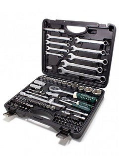 Buy ROCKFORCE Socket set 82 pcs in a plastic case with metal clasps 1/2'', 1/4'' (4-32mm) Drive 6-Point Socket in UAE