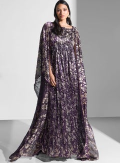 Buy Floral Printed Cape Sleeve Dress in UAE