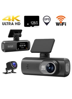 Buy Dash Cam 4K Camera for Car Dashcam GPS WiFi 24h Parking Monitor Night Vision Dvr Front and Rear Video Registrator in Saudi Arabia