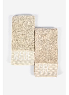 اشتري 2 Pieces Fingertip Towels 30 cm x 45 cm, Beige في الامارات