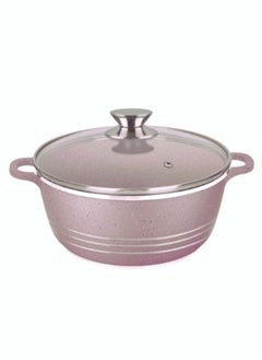 اشتري Ceramic Non Stick Cooking Pot With Glass Lid Purple 32cm في الامارات