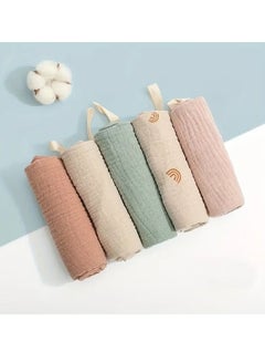 Buy 5pcs Soft Cotton Gauze Baby Towels - Perfect For Newborns And Infants' Bath Time! in UAE