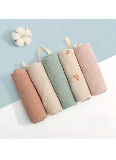 Buy 5pcs Soft Cotton Gauze Baby Towels - Perfect For Newborns And Infants' Bath Time! in UAE