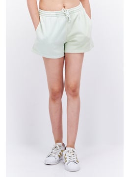 Buy Women Embroidered Logo Basic Shorts, Mint Green in UAE