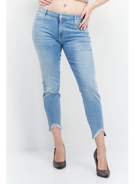 Buy Women Slim Fit Washed Stretchable Jeans, Blue in UAE