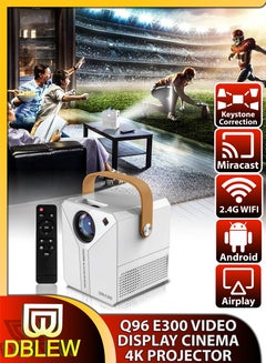 Buy Q96 E300 6000 Lumens 1080P HD Smart Projector Bluetooth 2.4G WiFi Android iOS Portable Mini Cinema with Tripod Stand 180" Screen Display Lamp 4K Home Movie Theater Gaming Video Presentations in UAE