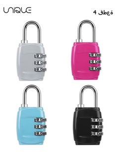 Buy 4 Pcs Luggage Locks Combination Padlocks, 3 Digit Combination Padlock Codes with Alloy Body Mini Small Combination Lock Trolley Luggage Padlock Gym Lockers Travel Bag Suit Case Bike Locks in Saudi Arabia